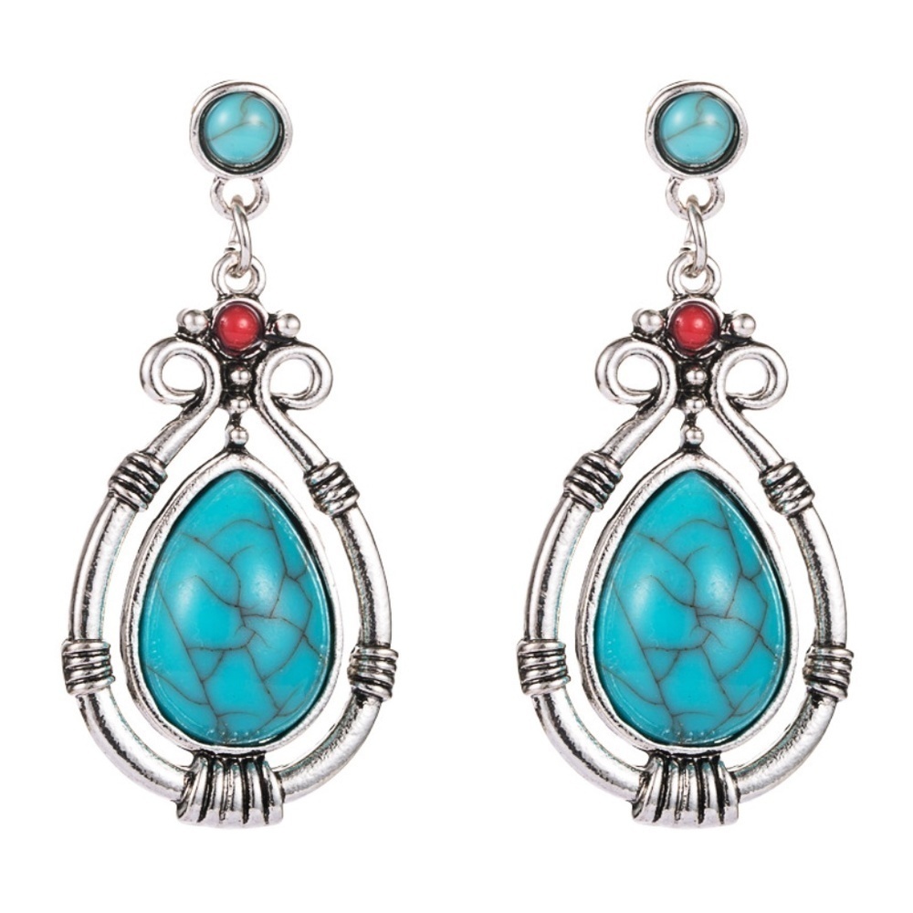 *ADRIENNE* Silver x Turquoise Fashion Earrings